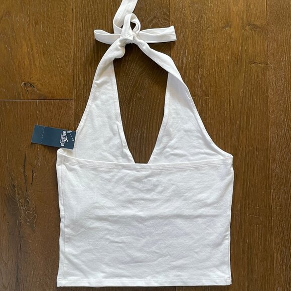Hollister NWT White V-Neck Halter Top Size M - Picture 3 of 6